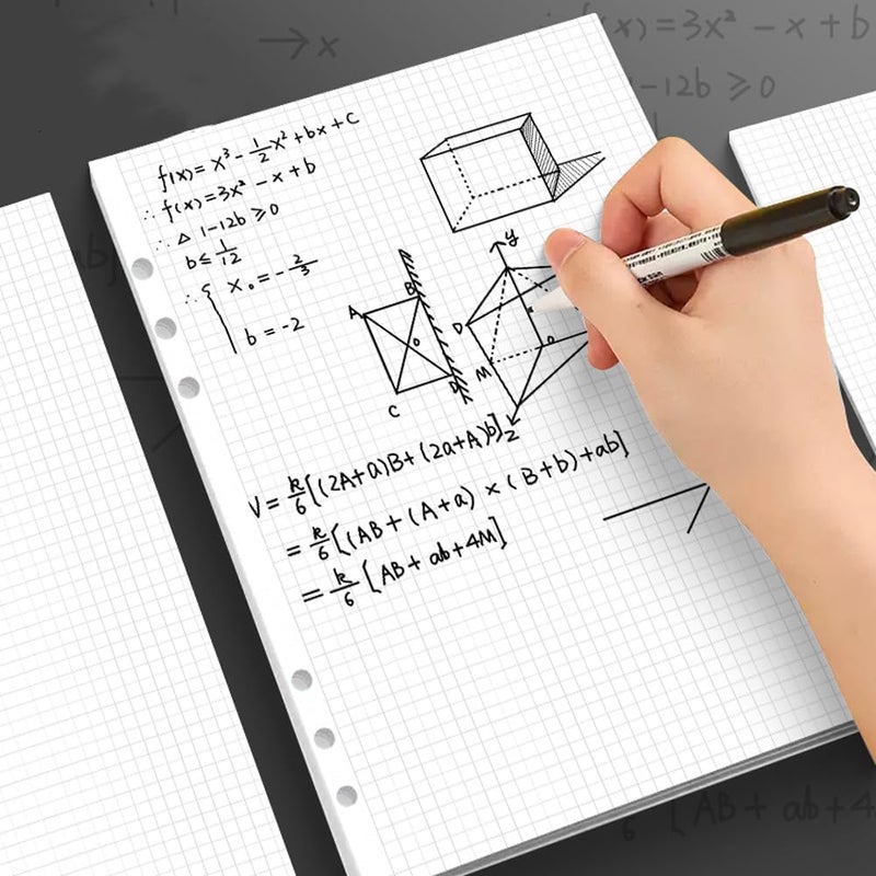 Yaridar ورق تعبئة شبكة A5، ورق رسم 6 ثقوب، 100 ورقة / 200 صفحة ورق شبكة مفكوك، ورق أبيض 100 جرام، 5.8" × 8.3" - Image 5